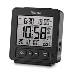 Zeige Details für Hama Digitaler Funkwecker Rhodos, LCD, Schwarz Bild von Hama Digitaler Funkwecker Rhodos, LCD, Schwarz