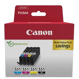 Zeige Details für Canon Tintenpatrone CLI-551 Multipack BKCMY, 7ml Bild von Canon Tintenpatrone CLI-551 Multipack BKCMY, 7ml