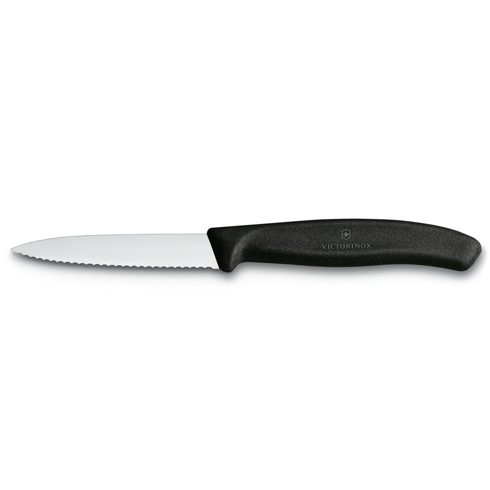 Bild von Victorinox Swiss Classic Gemüsemesser, Wellenschliff, Mittelspitz, 8cm, schwarz