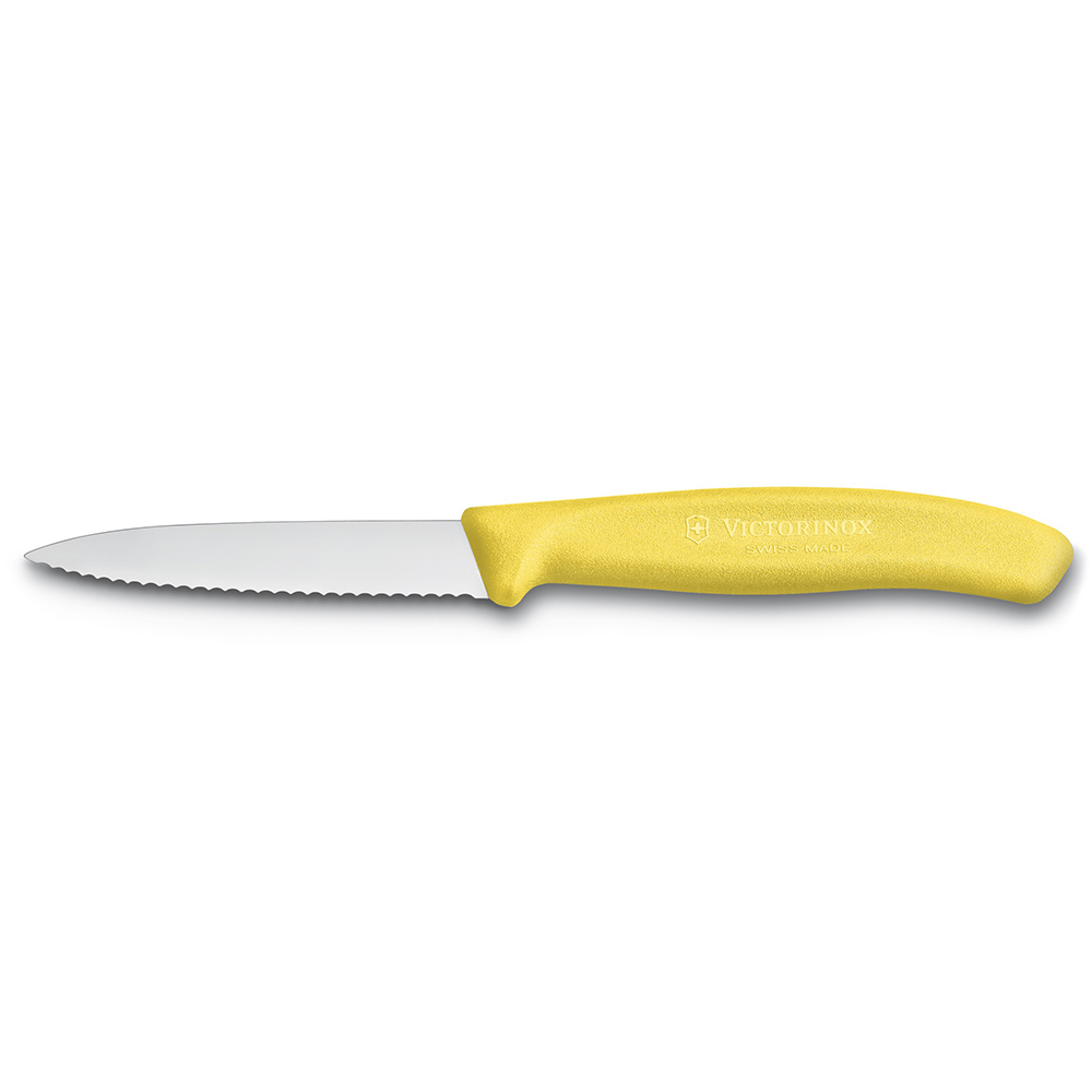 Bild von Victorinox Swiss Classic Gemüsemesser, Wellenschliff, Mittelspitz, 8cm, gelb