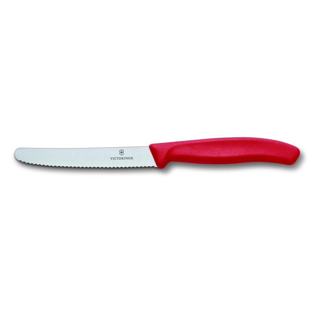 Bild von Victorinox Swiss Classic Tomaten- und Wurstmesser, Wellenschliff, 11cm, rot