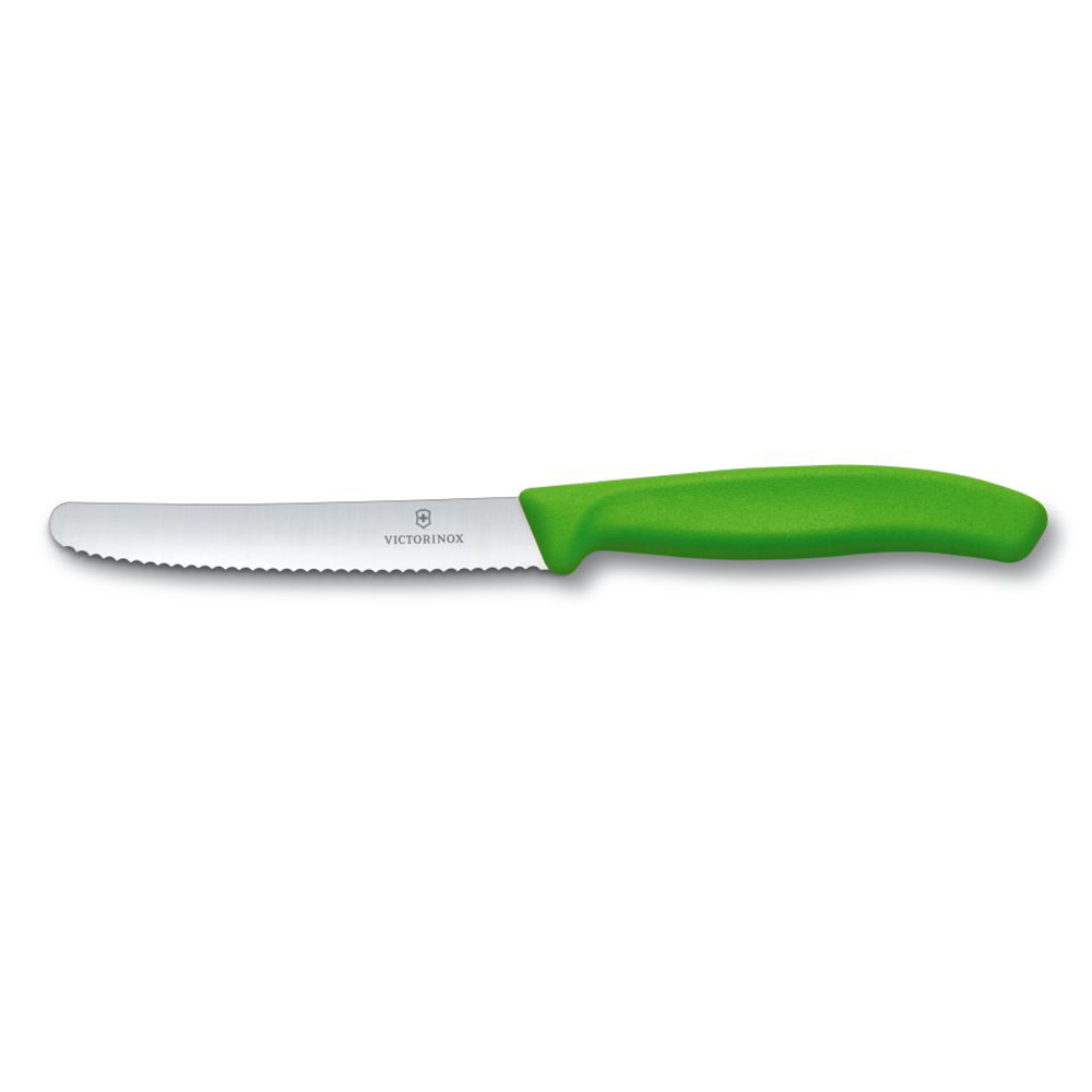 Bild von Victorinox Swiss Classic Tomaten- und Wurstmesser, Wellenschliff, 11cm, grün