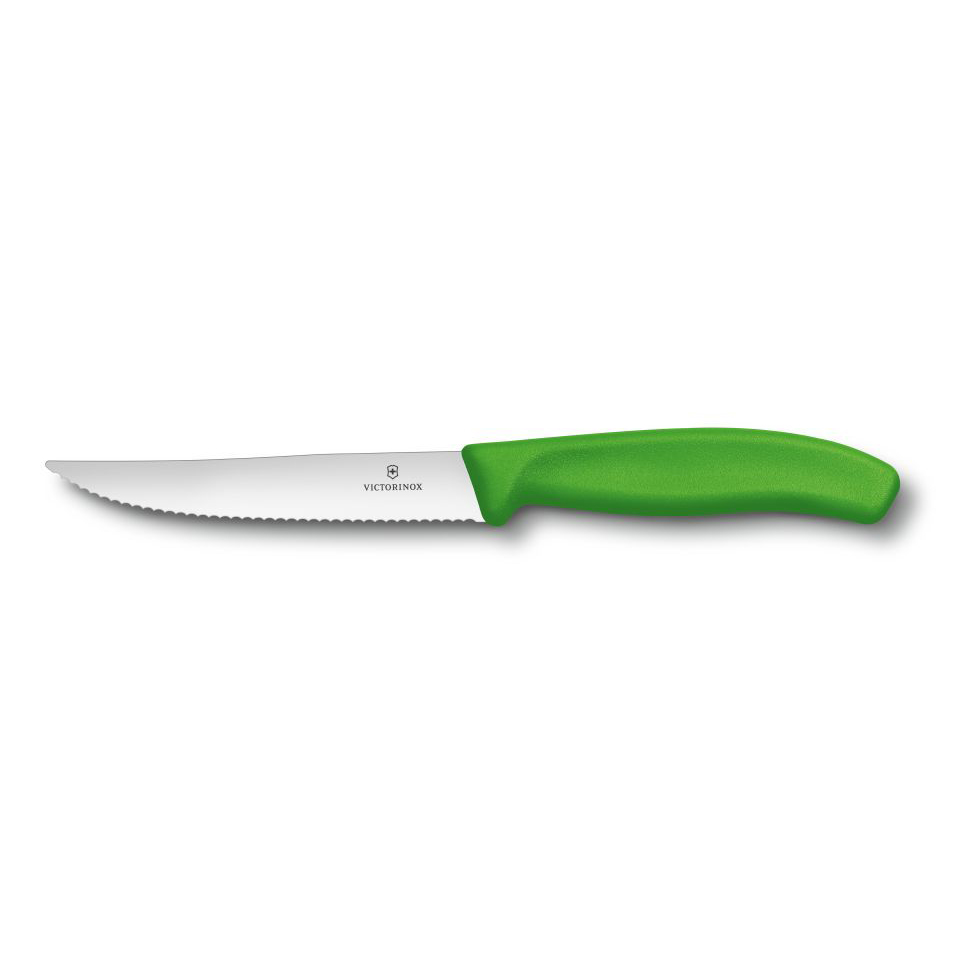 Bild von Victorinox Swiss Classic Steak- und Pizzamesser Gourmet, Wellenschliff, 12cm, grün