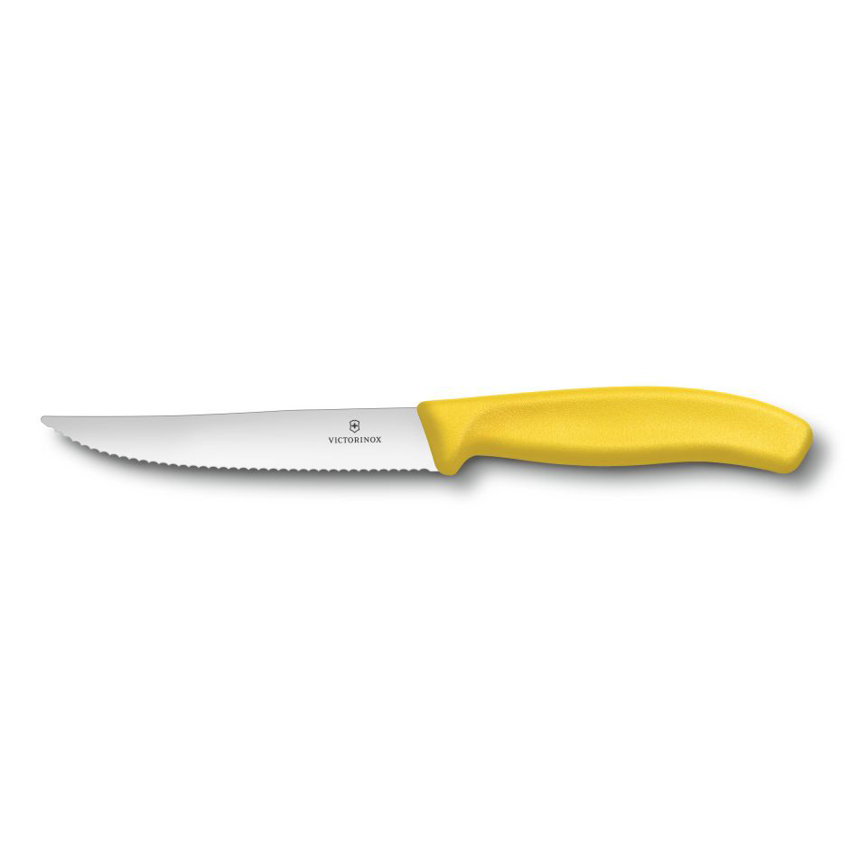 Bild von Victorinox Swiss Classic Steak- und Pizzamesser Gourmet, Wellenschliff, 12cm, gelb