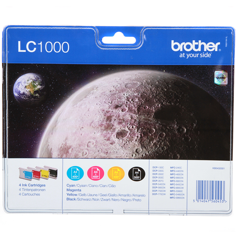 Bild von Brother Tintenpatrone LC-1000 Multipack CMYBK, 400 Seiten