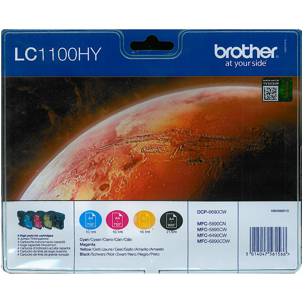 Bild von Brother Tintenpatrone LC-1100VH Multipack CMYBK, 900/750 Seiten