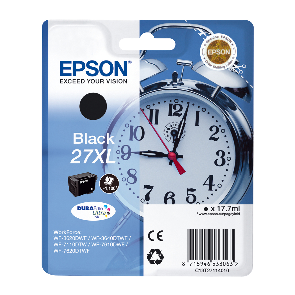 Bild von Epson Tintenpatrone T271140 XL schwarz, 1100 Seiten