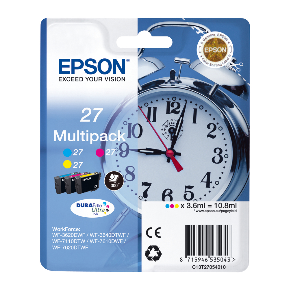 Bild von Epson Tintenpatrone T270540 Multipack CMY, 3 x 300 Seiten