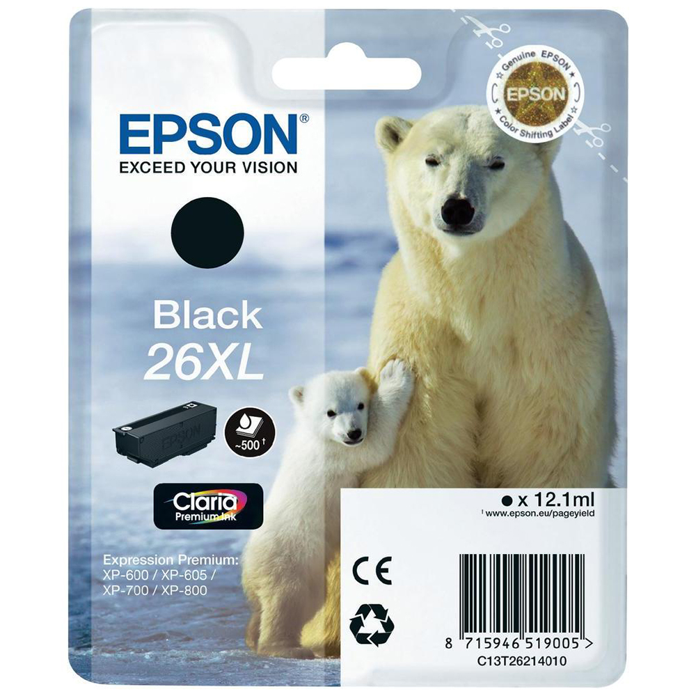 Bild von Epson Tintenpatrone 26XL schwarz, 500 Seiten