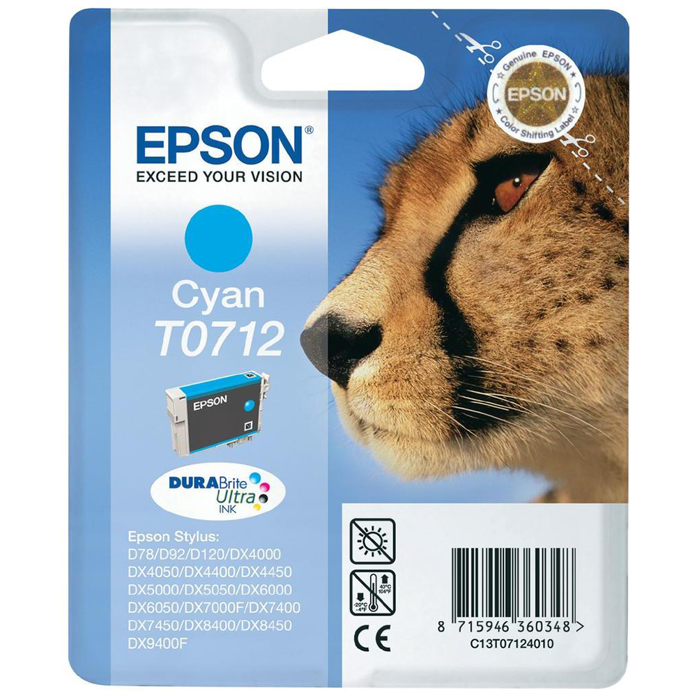 Bild von Epson Tintenpatrone T0712 cyan, 485 Seiten