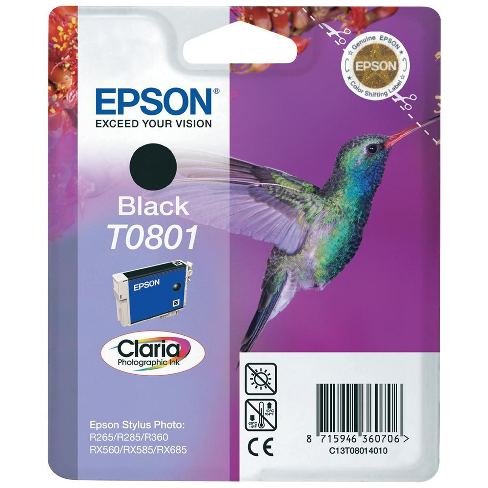 Bild von Epson Tintenpatrone T0801 schwarz, 300 Seiten