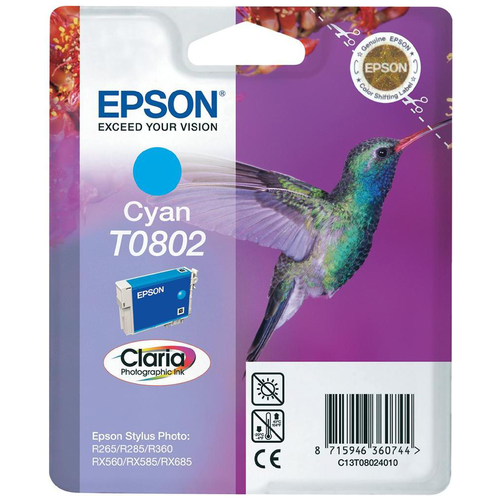 Bild von Epson Tintenpatrone T0802 cyan, 900 Seiten