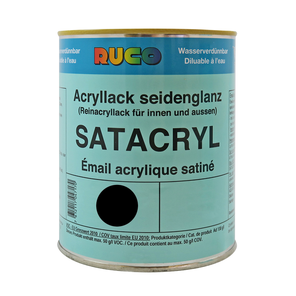 Bild von Ruco Satacryl Acryllack seidenglanz Schwarz 1kg