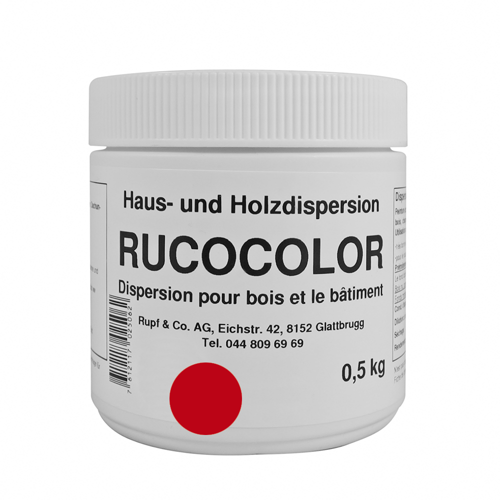 Bild von Ruco Rucocolor Haus- und Holzdispersion RAL3000 Feuerrot 0,5kg