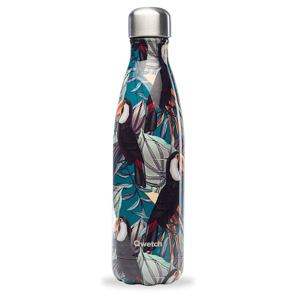 Bild von Qwetch Isolations-Trinkflasche 500 ml Schwarz/Tukan