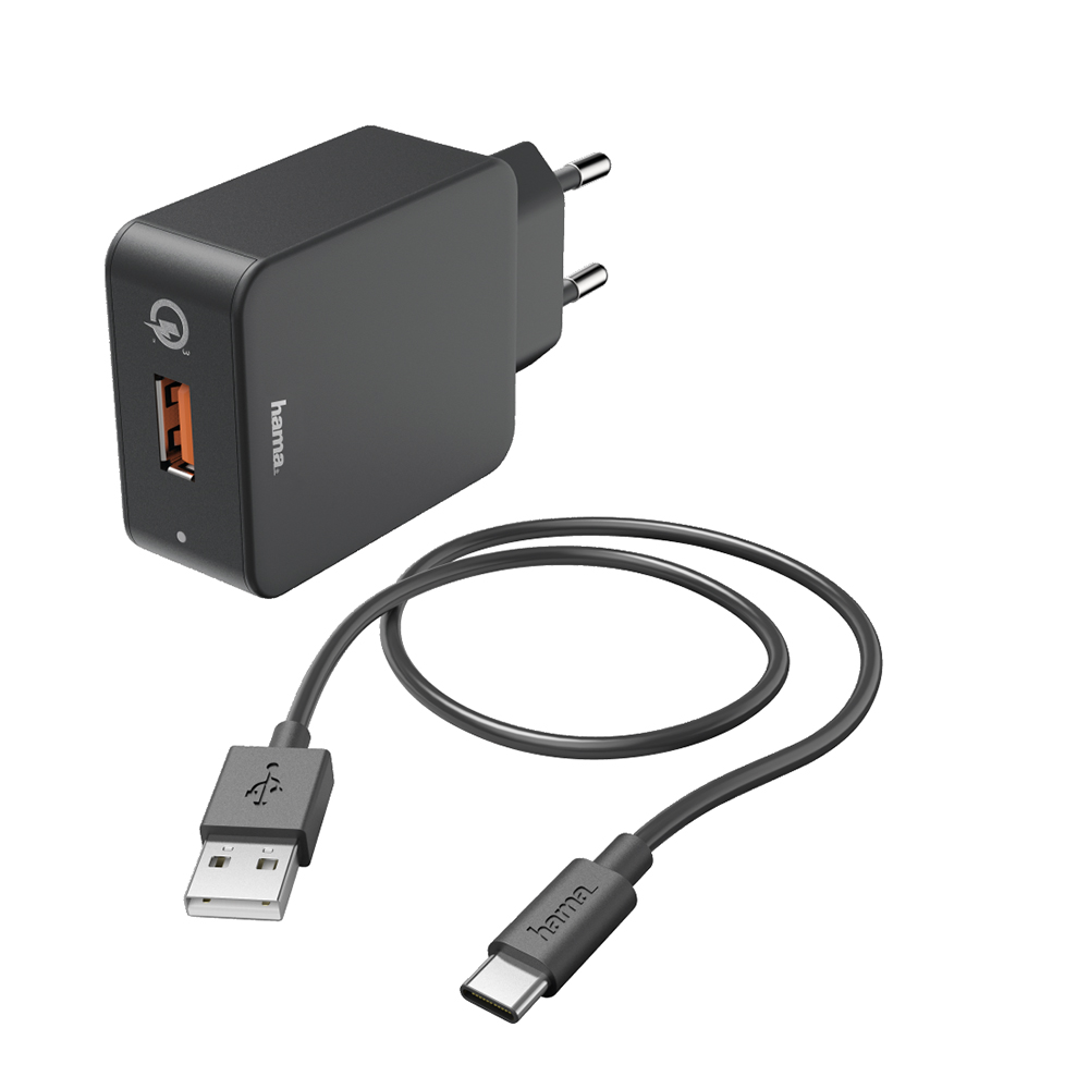 Bild von Hama Ladeset, USB Type-C, QC 3.0, 3 A, Schwarz