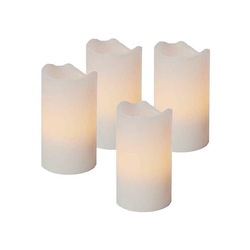 Bild von Star Trading LED Kerze Pillar 4er Set weiss