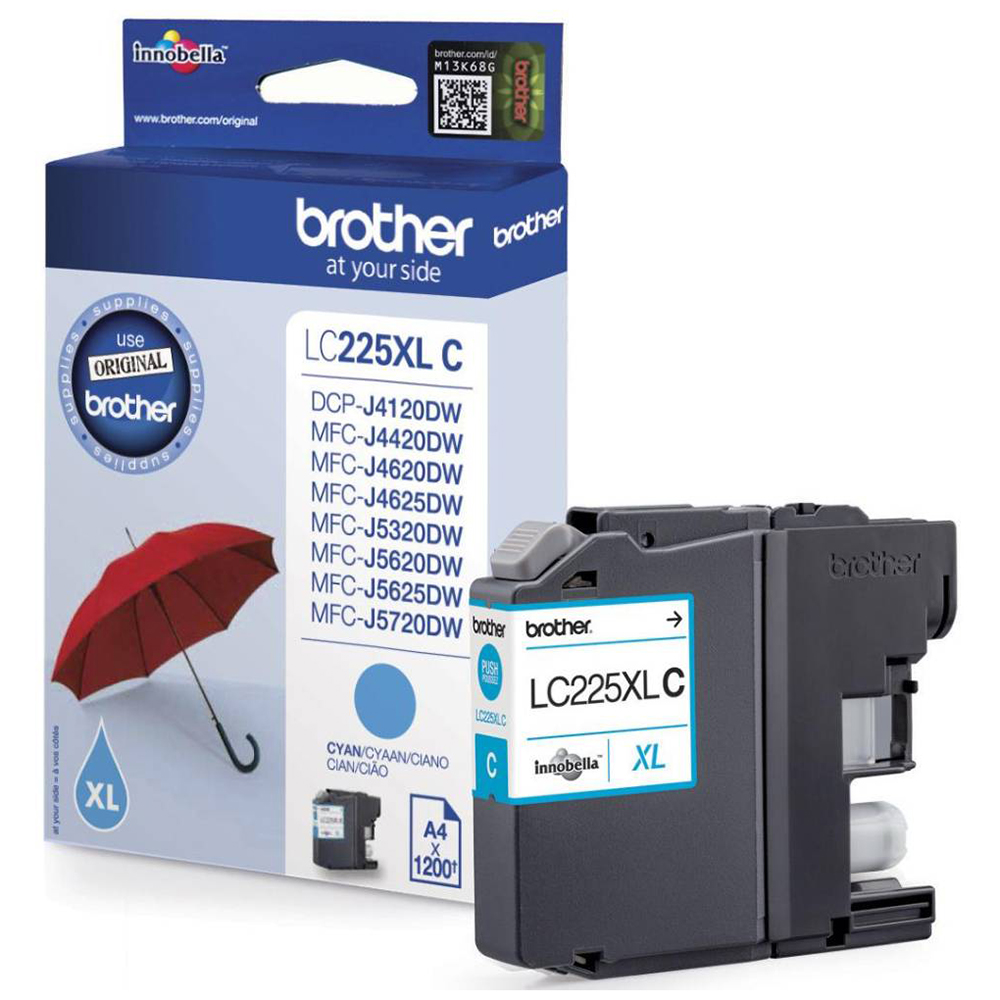 Bild von Brother XL-Tintenpatrone LC-225XLC cyan, 1200 Seiten