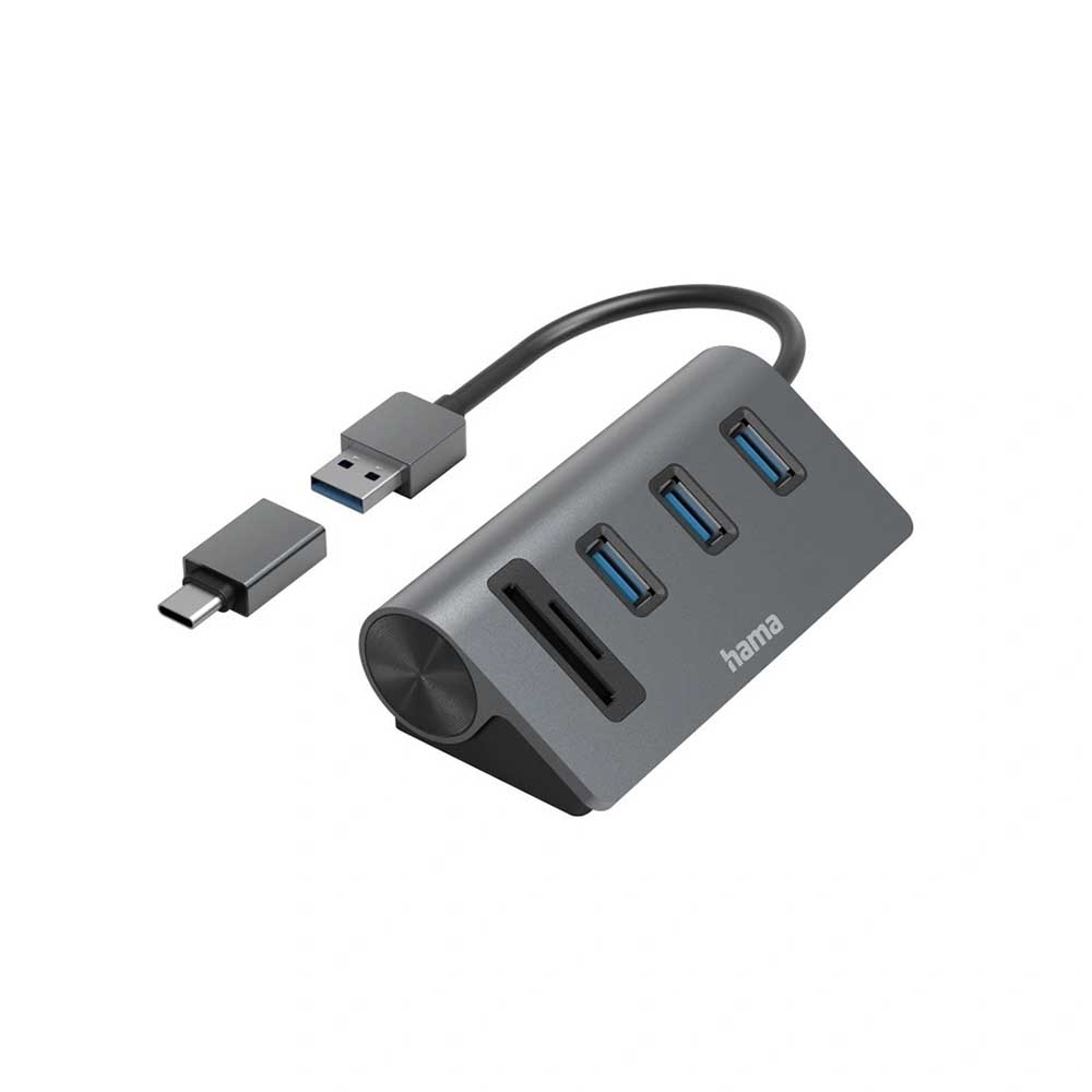 Bild von Hama USB-Hub/Kartenleser, 5 Port, (micro)SD, USB-A, USB-C