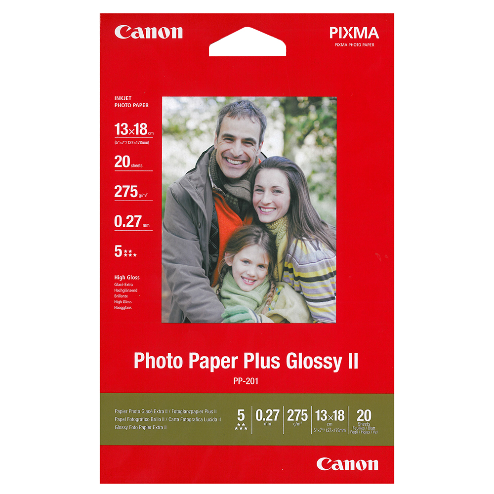 Bild von Canon Fotopapier PP-201 Plus Glossy II, 13 x 18cm