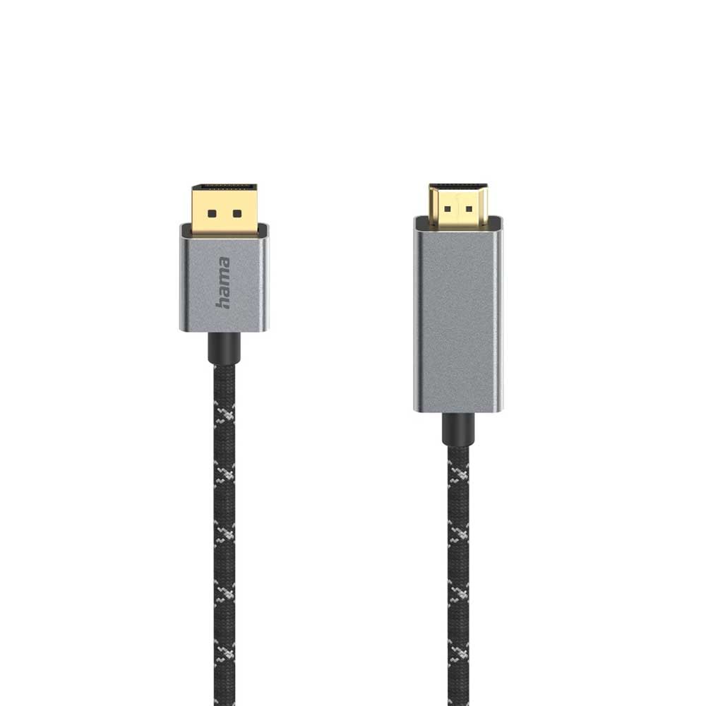 Bild von Hama Video-Kabel, DisplayPort-St.-HDMI, 4K, alu, 1.5m