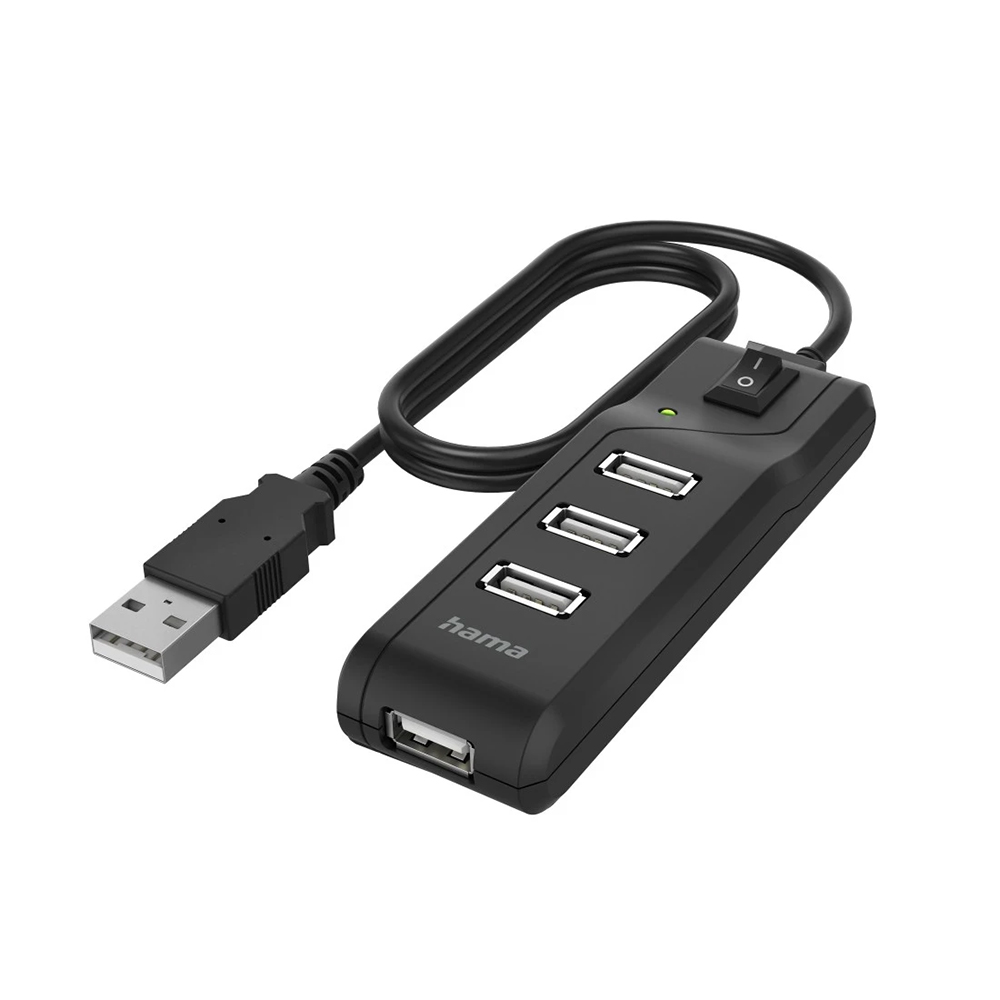 Bild von Hama USB-Hub, 4 Ports, USB 2.0, 480 Mbit/s, ein/aus