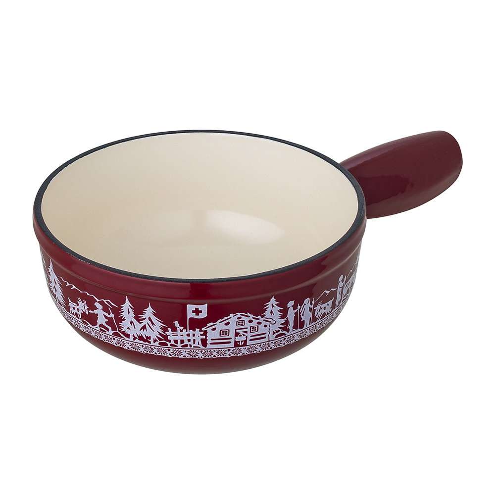 Bild von Kuhn Rikon Käsefonduecaquelon Mini Alpweide rot 